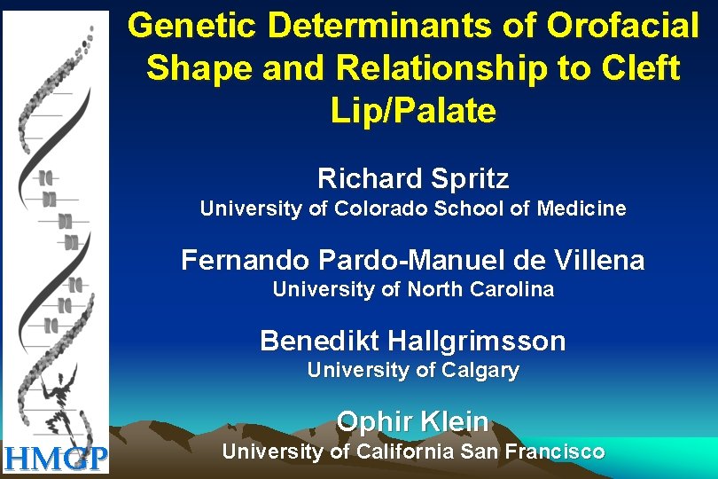 Genetic Determinants of Orofacial Shape and Relationship to Cleft Lip/Palate Richard Spritz University of