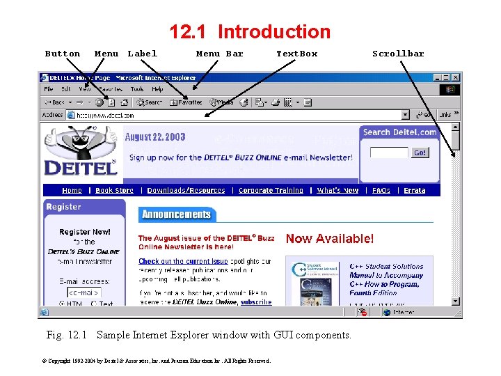 12. 1 Introduction Button Menu Label Menu Bar Text. Box Fig. 12. 1 Sample