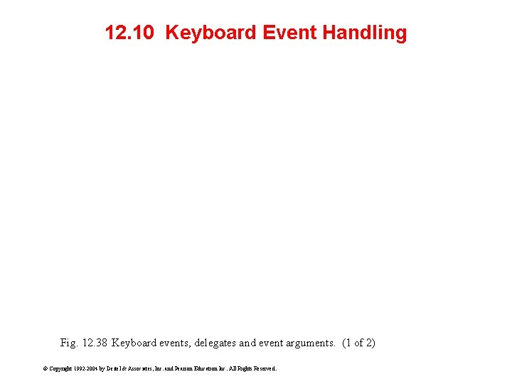 12. 10 Keyboard Event Handling Fig. 12. 38 Keyboard events, delegates and event arguments.