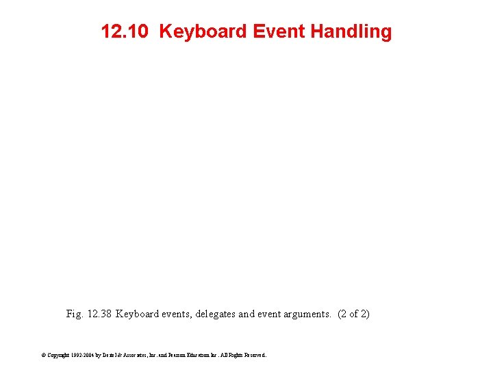 12. 10 Keyboard Event Handling Fig. 12. 38 Keyboard events, delegates and event arguments.