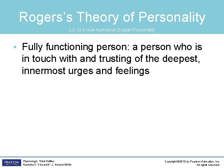 Rogers’s Theory of Personality LO 13. 6 How Humanists Explain Personality • Fully functioning