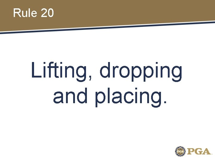 Rule 20 Lifting, dropping and placing. 