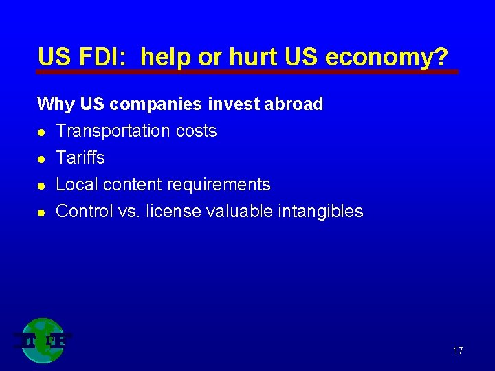 US FDI: help or hurt US economy? Why US companies invest abroad l Transportation