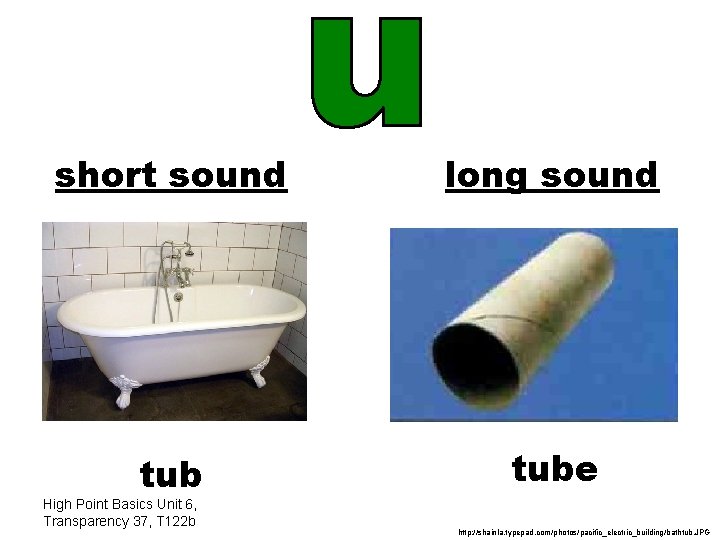 short sound long sound tube High Point Basics Unit 6, Transparency 37, T 122
