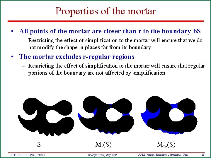 Properties of the mortar • All points of the mortar are closer than r