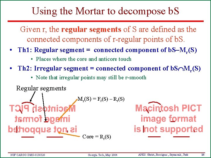 Using the Mortar to decompose b. S Given r, the regular segments of S