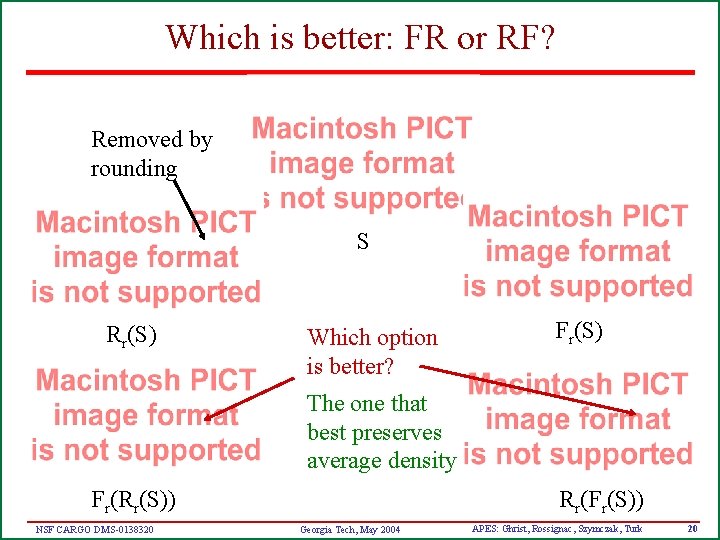 Which is better: FR or RF? Removed by rounding S Rr(S) Which option is