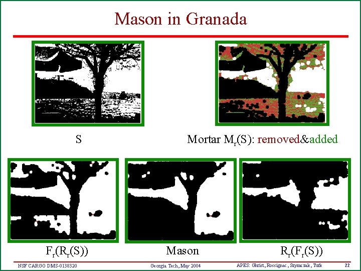 Mason in Granada S Fr(Rr(S)) NSF CARGO DMS-0138320 Mortar Mr(S): removed&added Mason Georgia Tech,