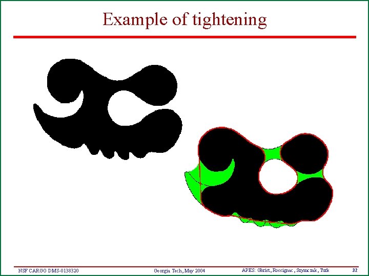Example of tightening NSF CARGO DMS-0138320 Georgia Tech, May 2004 APES: Ghrist, Rossignac, Szymczak,