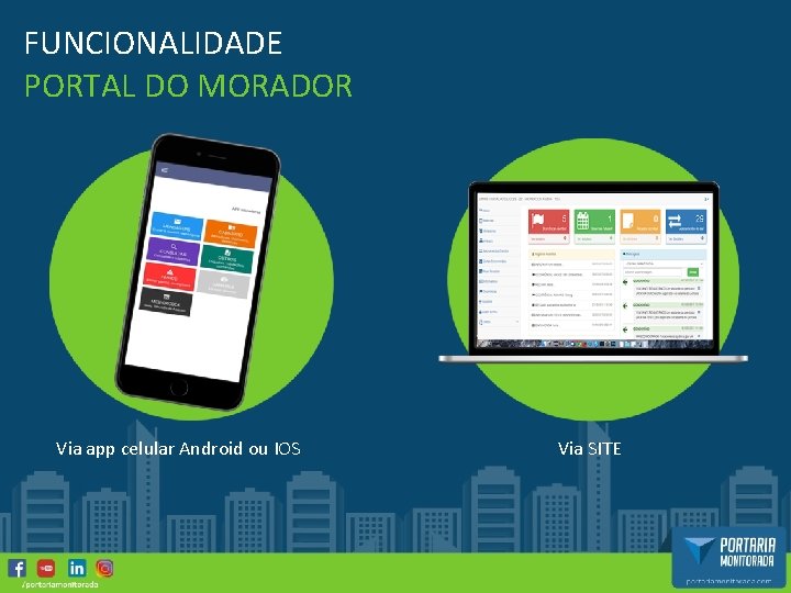 FUNCIONALIDADE PORTAL DO MORADOR Via app celular Android ou IOS Via SITE 