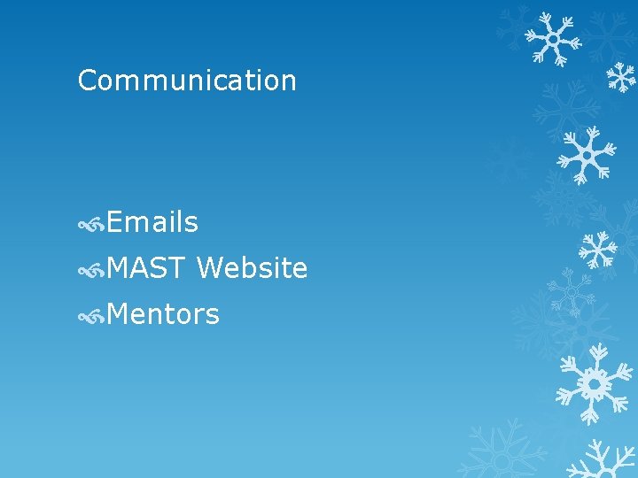 Communication Emails MAST Website Mentors 