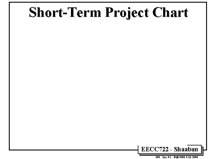 Short-Term Project Chart EECC 722 - Shaaban #38 Lec # 2 Fall 2000 9