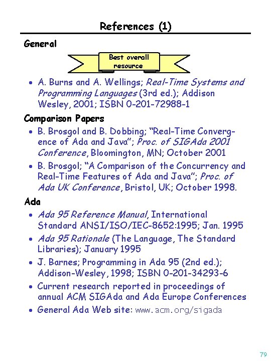 References (1) General Best overall resource · A. Burns and A. Wellings; Real-Time Systems