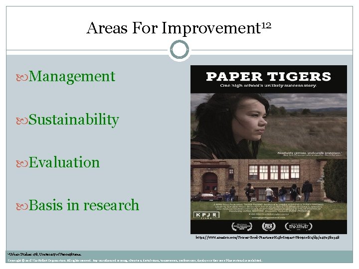 Areas For Improvement 12 Management Sustainability Evaluation Basis in research https: //www. amazon. com/Forces-Good-Practices-High-Impact-Nonprofits/dp/0470580348