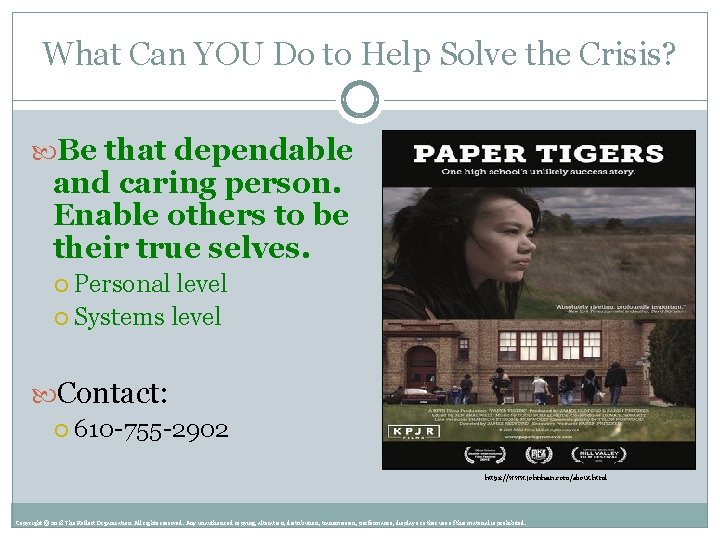 What Can YOU Do to Help Solve the Crisis? Be that dependable and caring