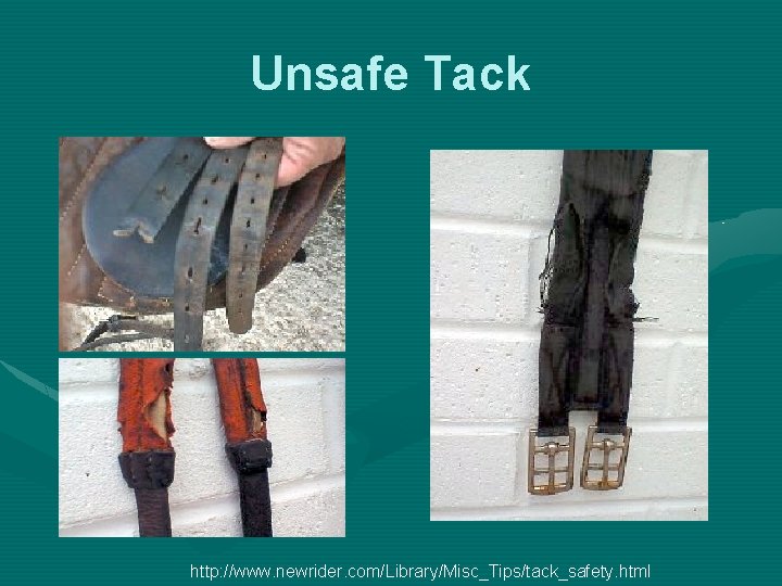 Unsafe Tack http: //www. newrider. com/Library/Misc_Tips/tack_safety. html 