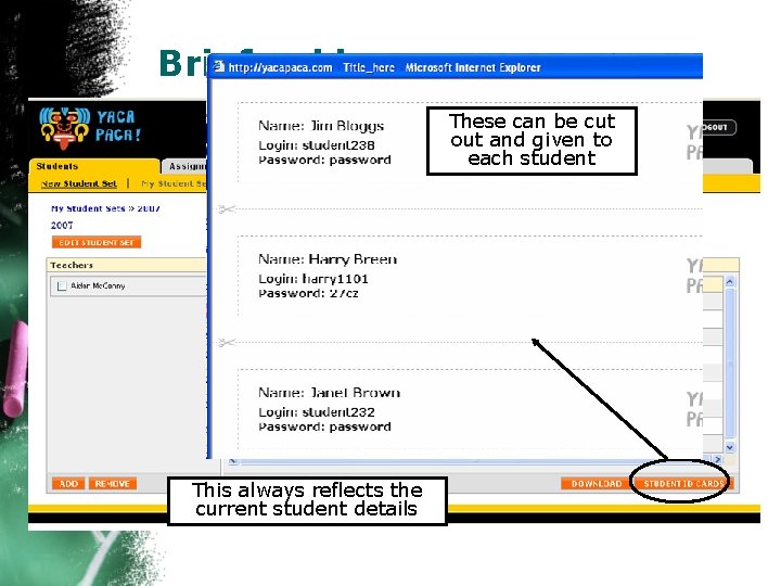 Brief guide These can be cut out and given to each student This always