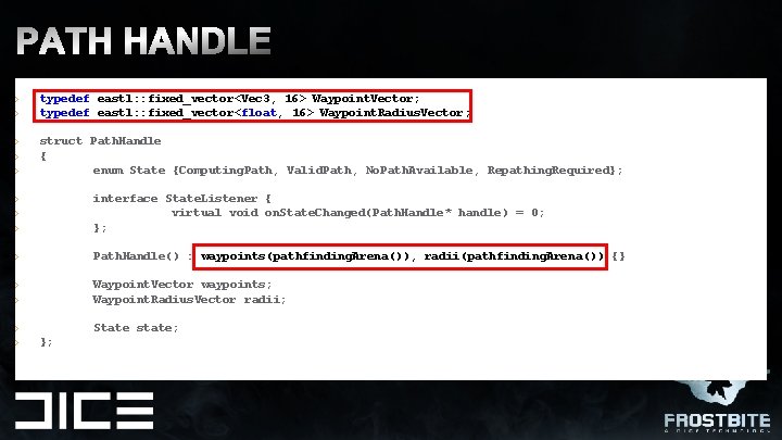 › › typedef eastl: : fixed_vector<Vec 3, 16> Waypoint. Vector; typedef eastl: : fixed_vector<float,