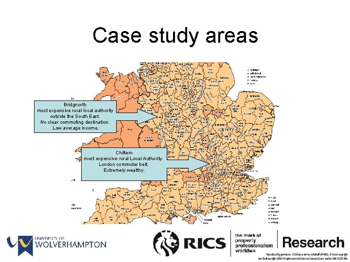 Case study areas Bridgnorth most expensive rural local authority outside the South East. No