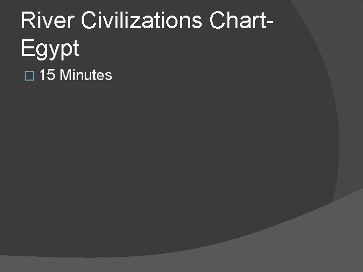 River Civilizations Chart. Egypt � 15 Minutes 