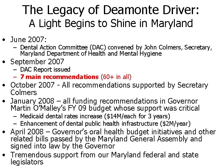 The Legacy of Deamonte Driver: A Light Begins to Shine in Maryland • June