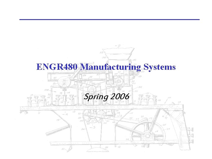 ENGR 480 Manufacturing Systems Spring 2006 