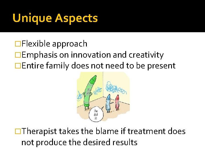 Unique Aspects �Flexible approach �Emphasis on innovation and creativity �Entire family does not need