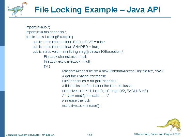 Chapter 11 FileSystem Interface Operating System Concepts 9