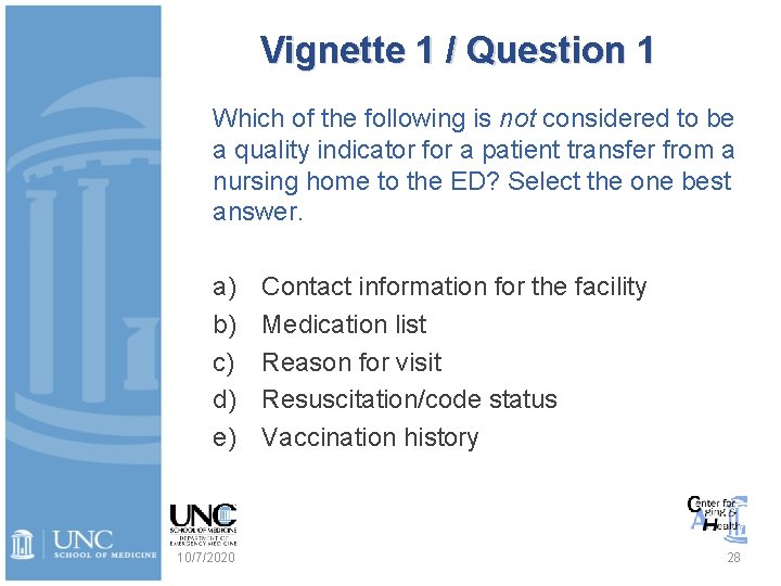 Vignette 1 / Question 1 Which of the following is not considered to be