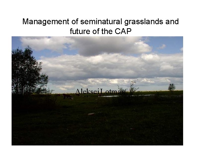 Management of seminatural grasslands and future of the CAP Aleksei Lotman 