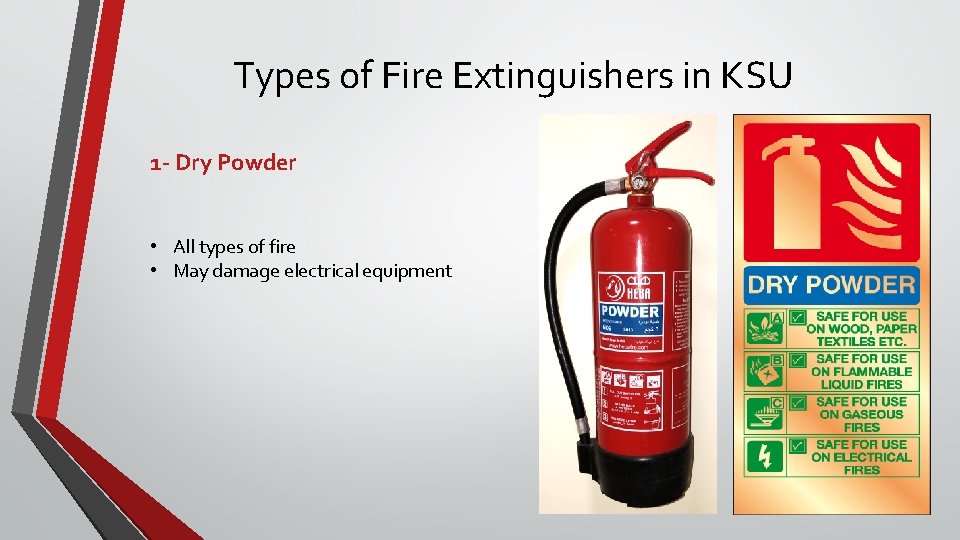 Types of Fire Extinguishers in KSU 1 - Dry Powder • All types of Types of Fire Extinguishers in KSU 1 - Dry Powder • All types of
