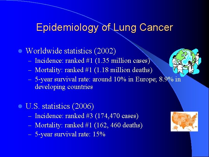 Epidemiology of Lung Cancer l Worldwide statistics (2002) – Incidence: ranked #1 (1. 35