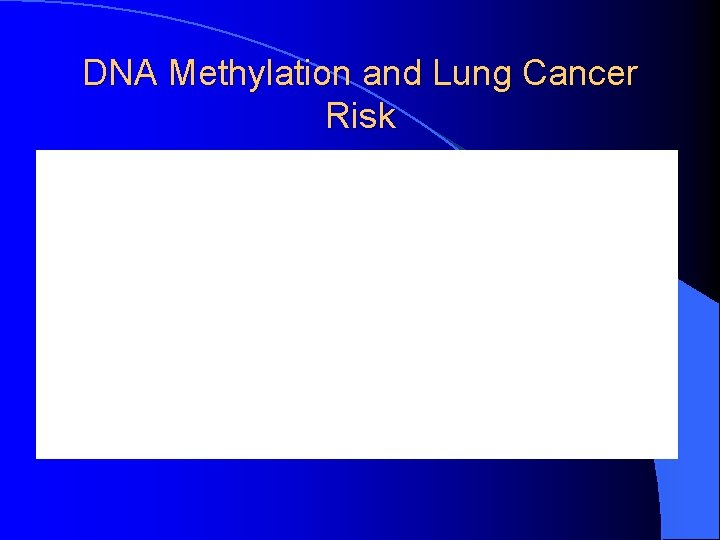 DNA Methylation and Lung Cancer Risk 