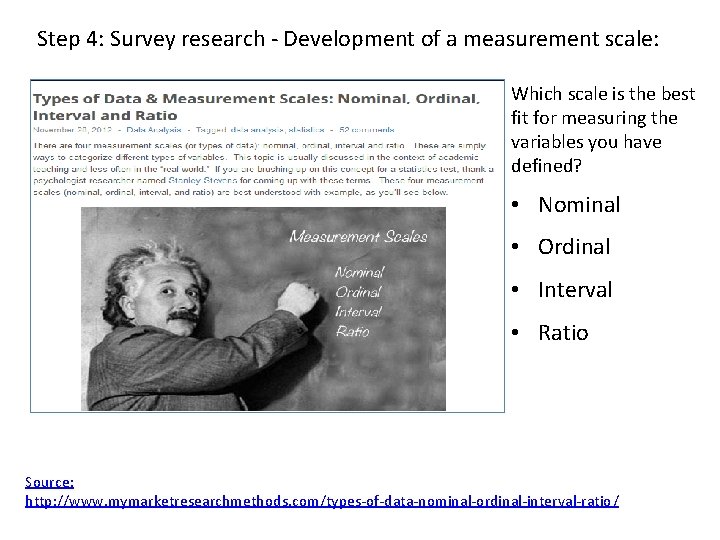 Step 4: Survey research - Development of a measurement scale: Which scale is the