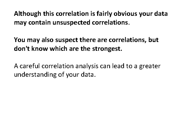 Although this correlation is fairly obvious your data may contain unsuspected correlations. You may