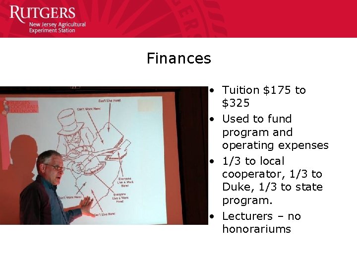 Finances • Tuition $175 to $325 • Used to fund program and operating expenses