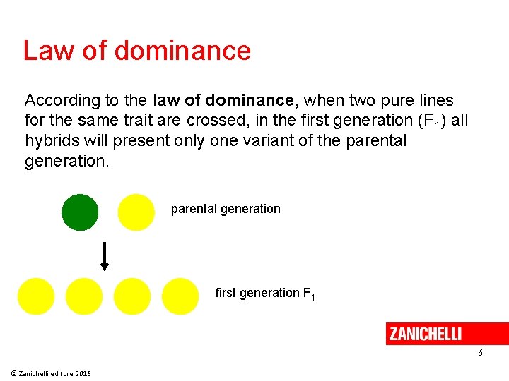 Law of dominance According to the law of dominance, when two pure lines for Law of dominance According to the law of dominance, when two pure lines for