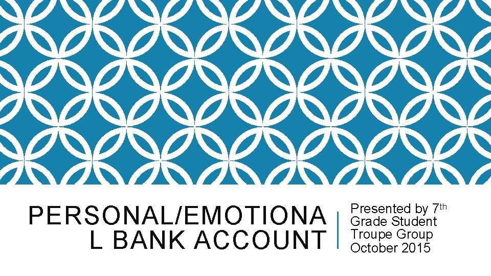 PERSONAL/EMOTIONA L BANK ACCOUNT Presented by 7 th Grade Student Troupe Group October 2015