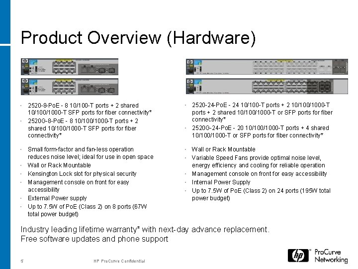 Product Overview (Hardware) 2520 -8 -Po. E - 8 10/100 -T ports + 2 Product Overview (Hardware) 2520 -8 -Po. E - 8 10/100 -T ports + 2