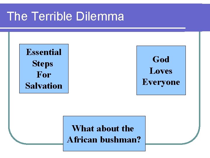 The Terrible Dilemma Essential Steps For Salvation God Loves Everyone What about the African