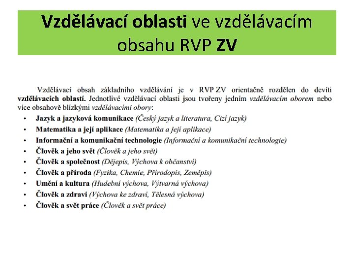Vzdělávací oblasti ve vzdělávacím obsahu RVP ZV 