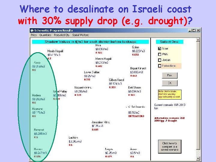 Where to desalinate on Israeli coast with 30% supply drop (e. g. drought)? 19