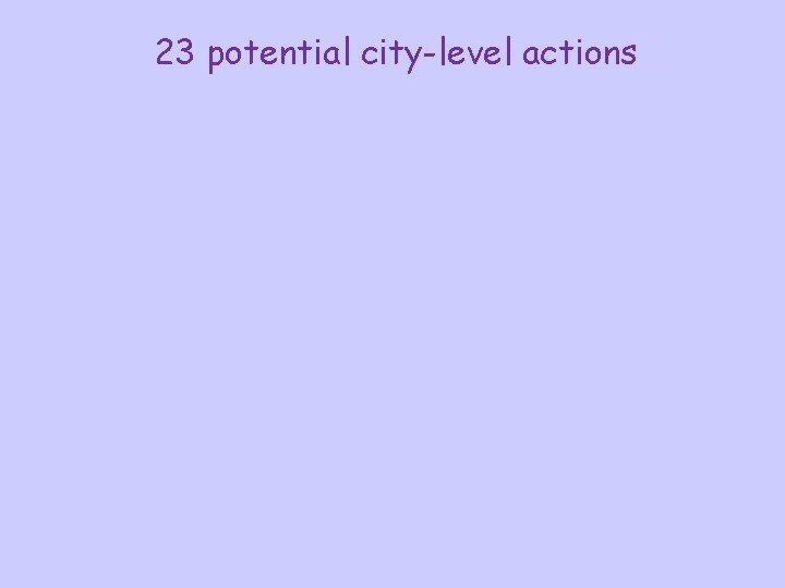 23 potential city-level actions 