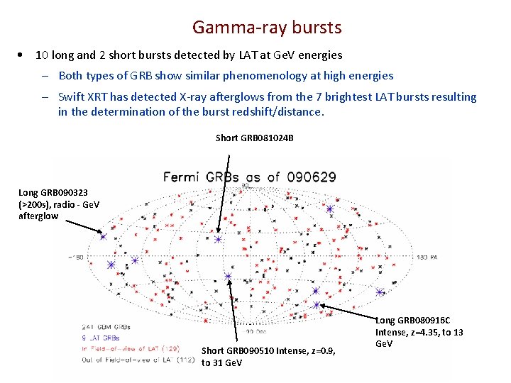 Gamma-ray bursts • 10 long and 2 short bursts detected by LAT at Ge.