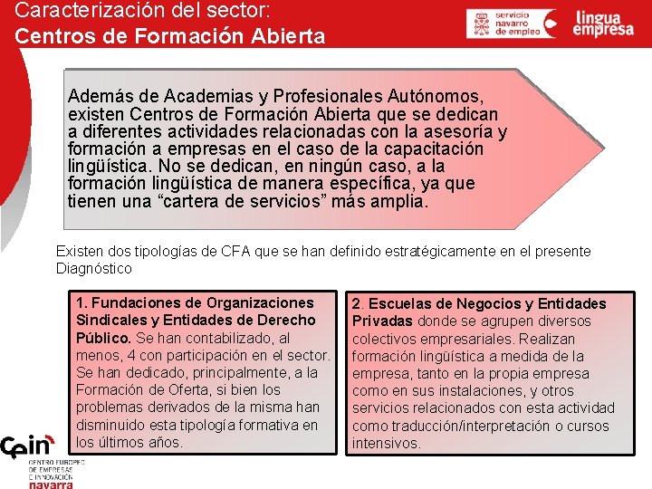 Caracterización del sector: Centros de Formación Abierta Además de Academias y Profesionales Autónomos, existen