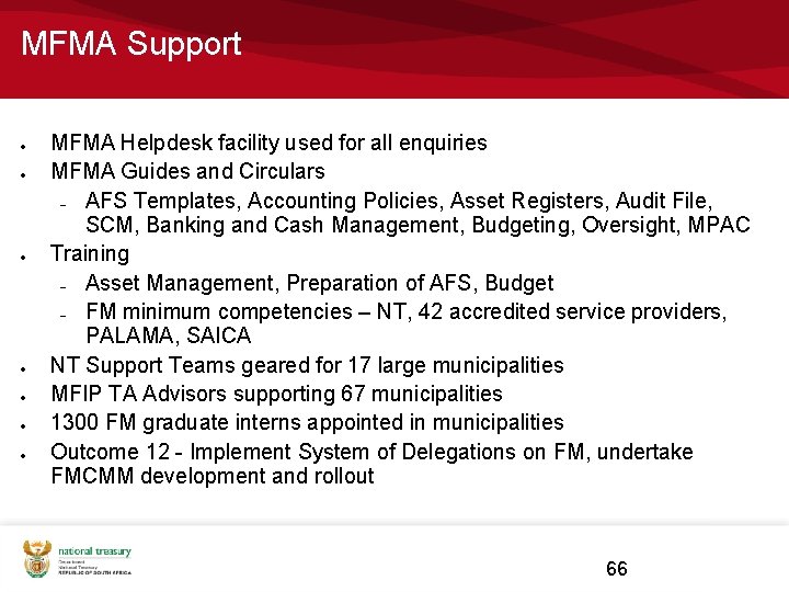 MFMA Support MFMA Helpdesk facility used for all enquiries MFMA Guides and Circulars AFS MFMA Support MFMA Helpdesk facility used for all enquiries MFMA Guides and Circulars AFS