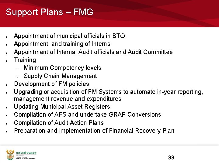 Support Plans – FMG Appointment of municipal officials in BTO Appointment and training of Support Plans – FMG Appointment of municipal officials in BTO Appointment and training of