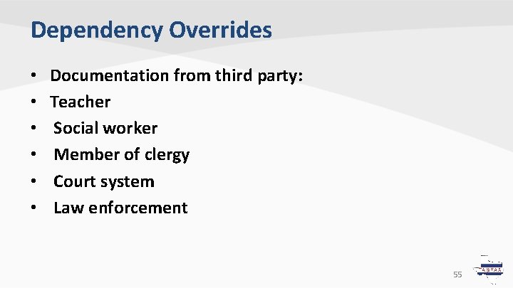 Dependency Overrides • • • Documentation from third party: Teacher Social worker Member of Dependency Overrides • • • Documentation from third party: Teacher Social worker Member of