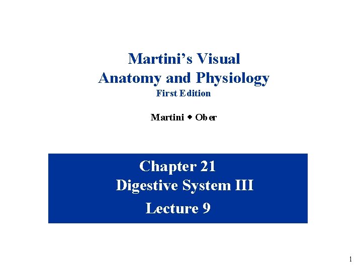 Martini’s Visual Anatomy and Physiology First Edition Martini w Ober Chapter 21 Digestive System