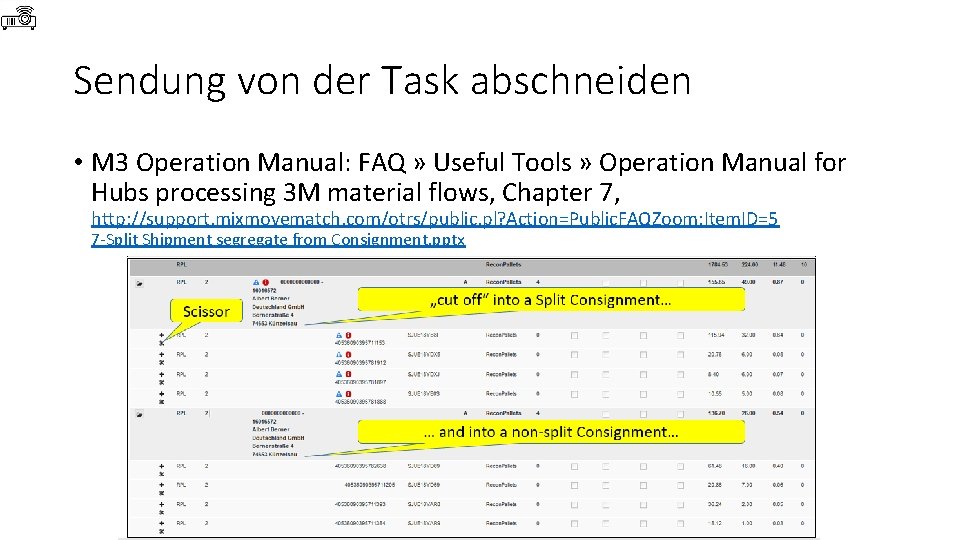 Sendung von der Task abschneiden • M 3 Operation Manual: FAQ » Useful Tools